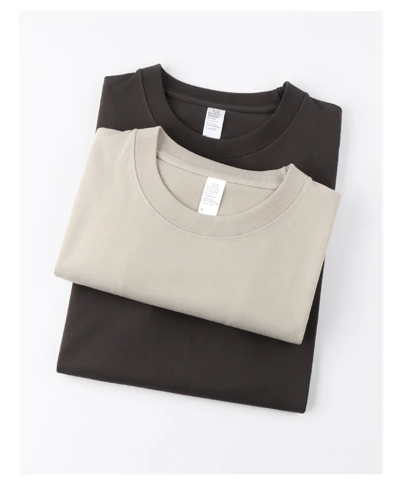 250g日系重磅纯色纯棉男女短袖t恤