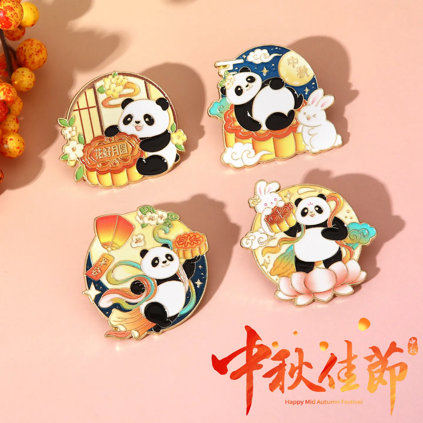 金属徽章 熊猫金属胸针 节日定制